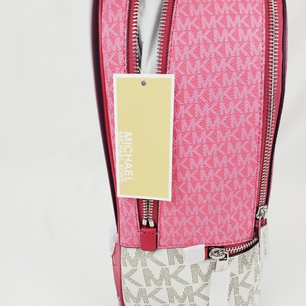 Michael Kors Rhea Medium Color-Block Signature Logo Backpack - Picture 8 of 13
